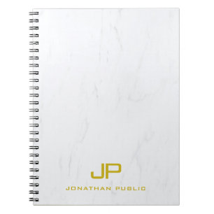 Stylish Gold Monogram Marble Modern Chic Template Notebook