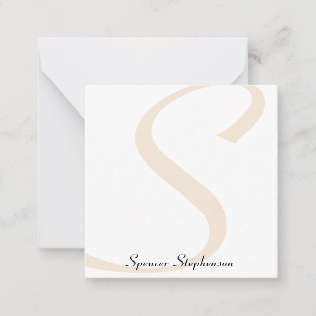 Stylish Gold Monogram Minimalist Note Card (Front)