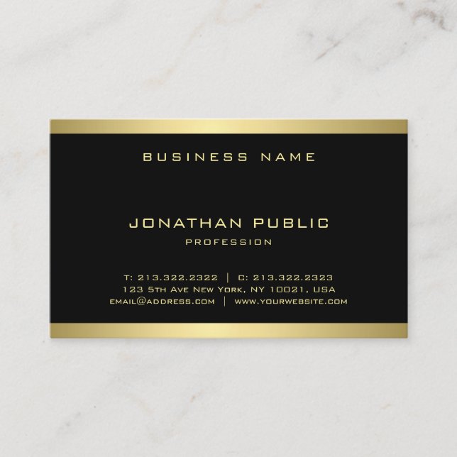 Stylish Gold Monogram Plain Modern Minimalist Chic Business Card (Front)