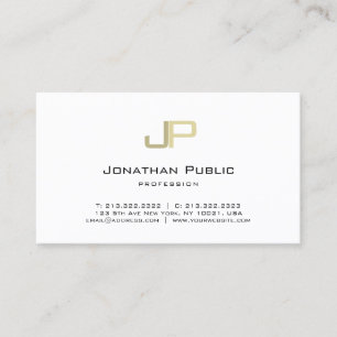 Stylish Gold Monogrammed Minimalistic Plain Cool Business Card