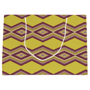 Stylish Gold Pattern With Burgundy Large Gift Bag