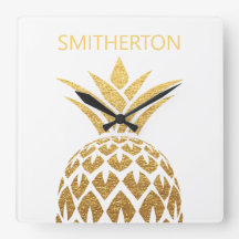 Stylish Gold Pineapple White Family Name 