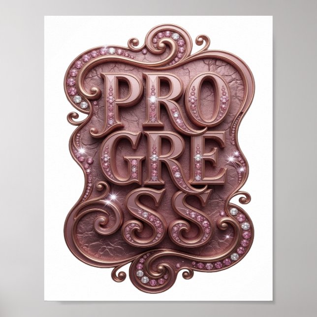 Stylish Gold PROGRESS Graphic Design Poster (Front)