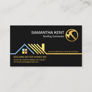Stylish Gold Rooftop Border Roofing Contractor Business Card