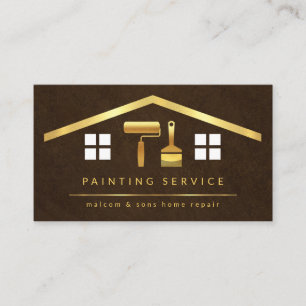 Stylish Gold Rooftop Building Gold Brush Business Card