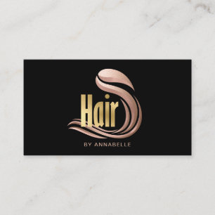 Stylish Gold, Rose Gold & Black Hairstylist Business Card