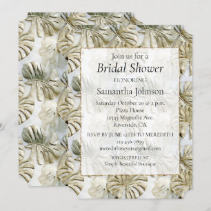 Stylish Gold Sage Green Tropical Bridal Shower Invitation
