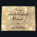 Stylish Gold sparkle Boyfriend Birthday Large Gift Bag<br><div class="desc">Modern Gold sparkle personalised Birthday Gift Bag for wonderful Boyfriend</div>