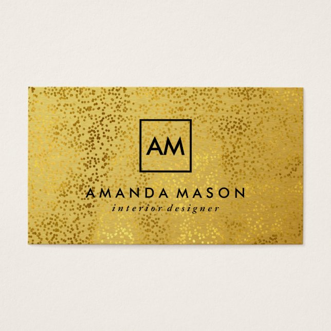 Stylish Gold Specks Metallic Gold Monogram (Front)