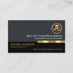 Stylish Gold Tab Grey Black Layer Chauffeur Driver Business Card