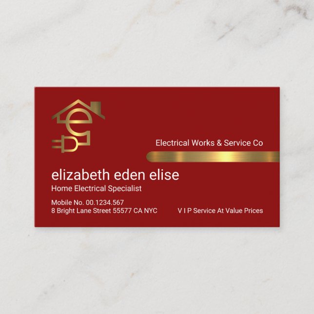 Stylish Gold Tab On Stunning Red Layer Business Card (Front)