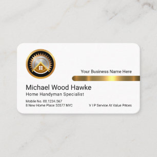 Stylish Gold Tab On White Layer Business Card