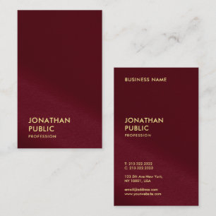 Stylish Gold Text Burgundy Red Luxury Silk Business Card