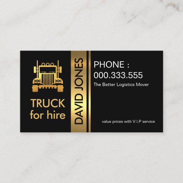 Stylish Gold Truck Stripes Business Card (Front)