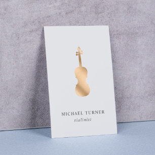 Stylish Gold Violin Musician Minimal  Business Card