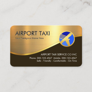 Stylish Gold Wave Airplane Airport Taxi Business Card