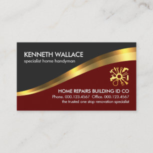 Stylish Gold Wave Handyman Repairs Business Card