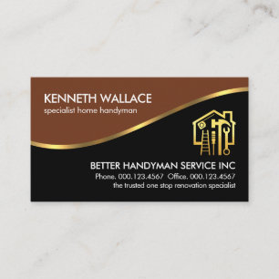 Stylish Gold Wave Handyman Repairs Business Card