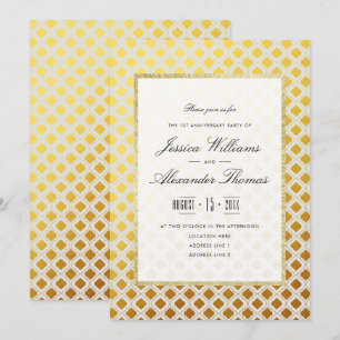Stylish Gold & White 1st Wedding Anniversary Invitation