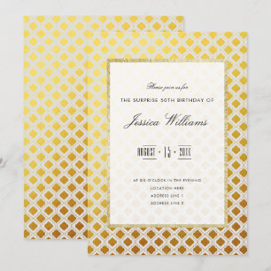 Stylish Gold & White Surprise 50th Birthday Party Invitation