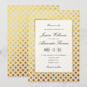 Stylish Gold & White Wedding Invitation