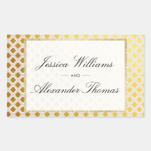 Stylish Gold & White Wedding Rectangular Sticker