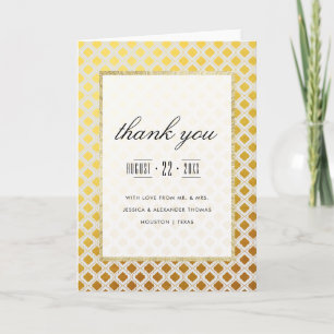 Stylish Gold & White Wedding Thank You Card