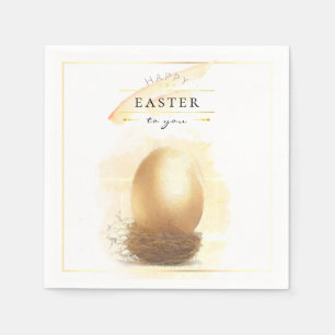 Stylish Golden Egg Happy Easter Pencil Art Napkin