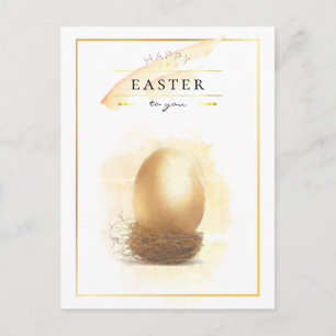 Stylish Golden Egg   Happy Easter Pencil Art Postcard