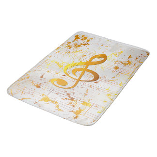 Stylish Golden Harmony Musical Chaos Ivory Bath Mat