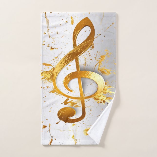 Stylish Golden Harmony Musical Chaos Ivory  Hand Towel (Hand Towel)
