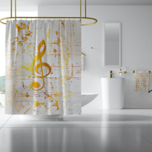 Stylish Golden Harmony Musical Chaos Ivory  Shower Curtain
