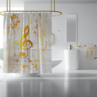 Stylish Golden Harmony Musical Chaos Ivory Shower Curtain