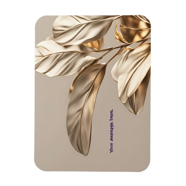 Stylish Golden Leaf Mug Magnet (Vertical)