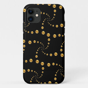 Stylish golden polka dots on black Case-Mate iPhone case