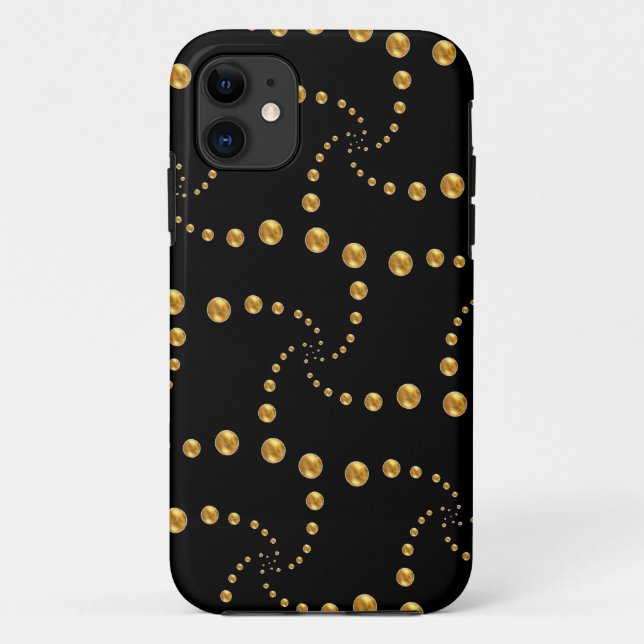 Stylish golden polka dots on black Case-Mate iPhone case (Back)