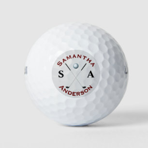 Stylish Golfer Monogram Cross Clubs Golf Balls