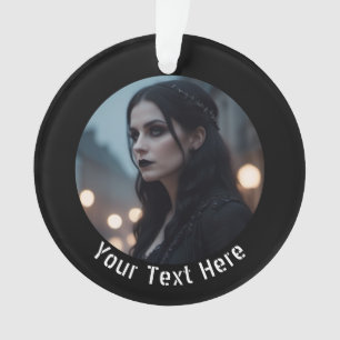 Stylish Gothic Black Emo Personalised Photo Text Ornament