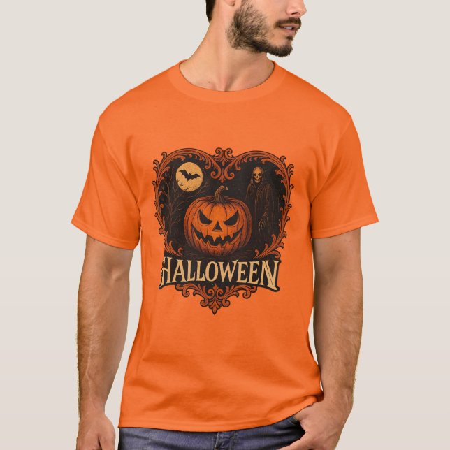Stylish Gothic Pumpkin Halloween Men’s Graphic T-S T-Shirt (Front)