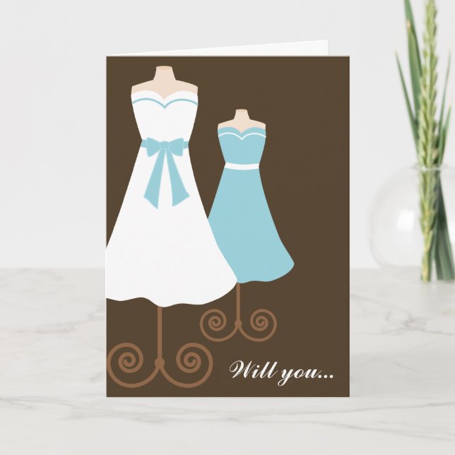 Stylish Gowns Bridesmaid Card (Front)