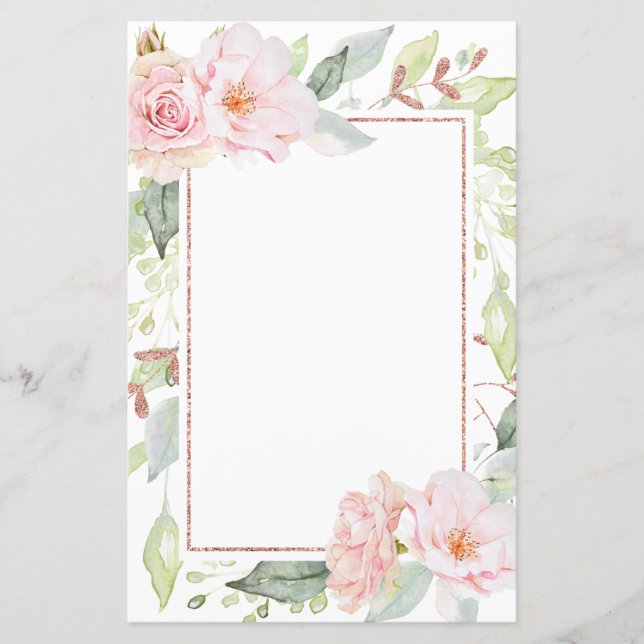 Stylish, Graceful Pink Blush Personal Stationery (Front)
