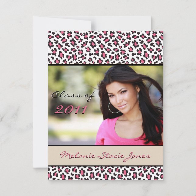 Stylish Grad Announcement / Invitation - Leopard (Front)