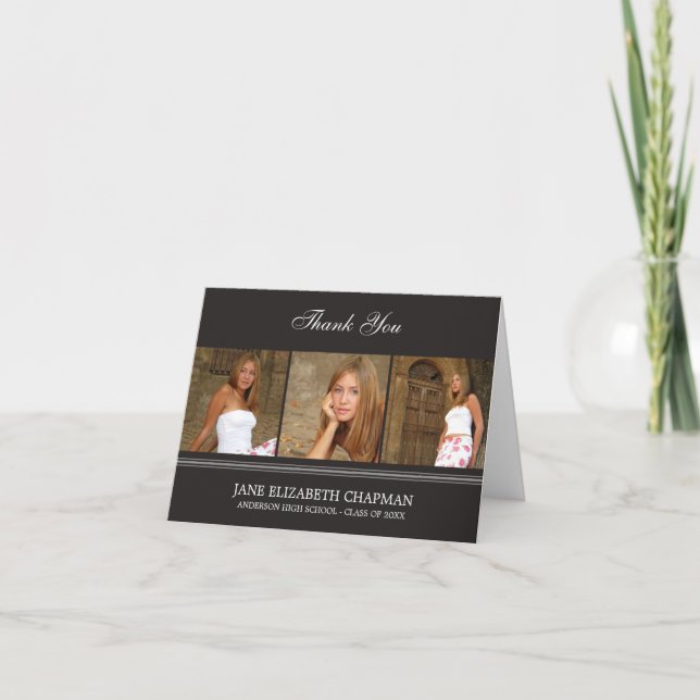 Stylish Grad Graduation Thank You Card (Front)