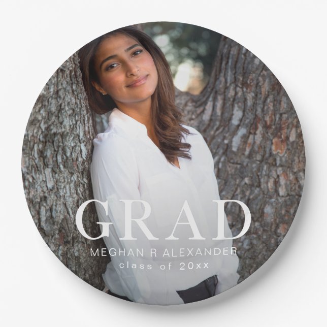 Stylish Grad Typography Graduation Party Paper Plate (Front)