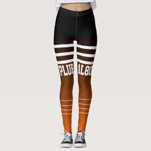 Stylish gradient black orange monogrammed workout leggings