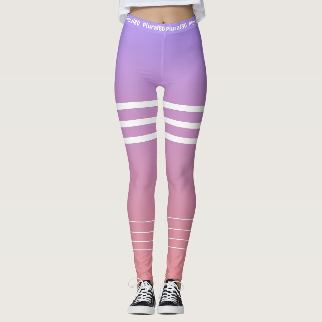 Stylish gradient pink purple workout leggings (Front)