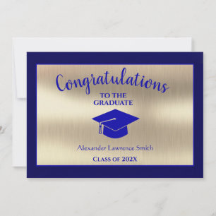 Stylish Graduatation Blue Gold Class of 2021 Announcement