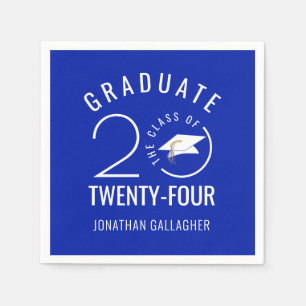 Stylish Graduate Royal Blue Class Year Typography Napkin
