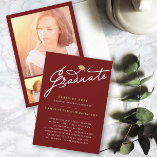 Stylish Graduate Script Simple Graduation Party Invitation