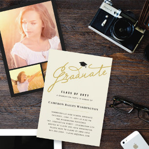 Stylish Graduate Script Simple Graduation Party Invitation